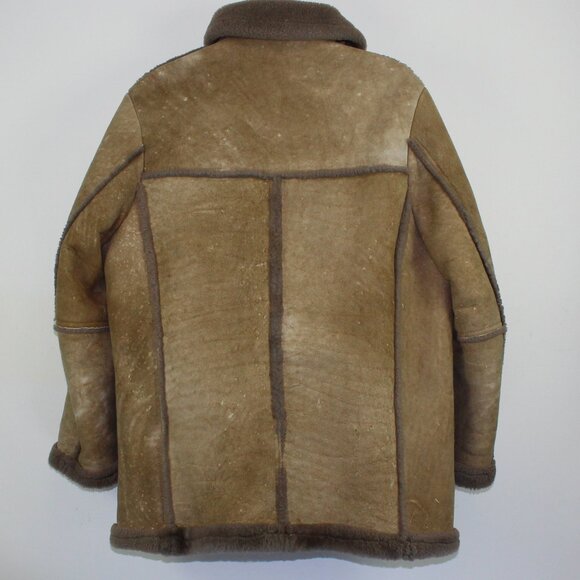 Vintage 80s Sawyer Sheepskin Shearling Leather Coat (XL-48) - Picture 2 of 12